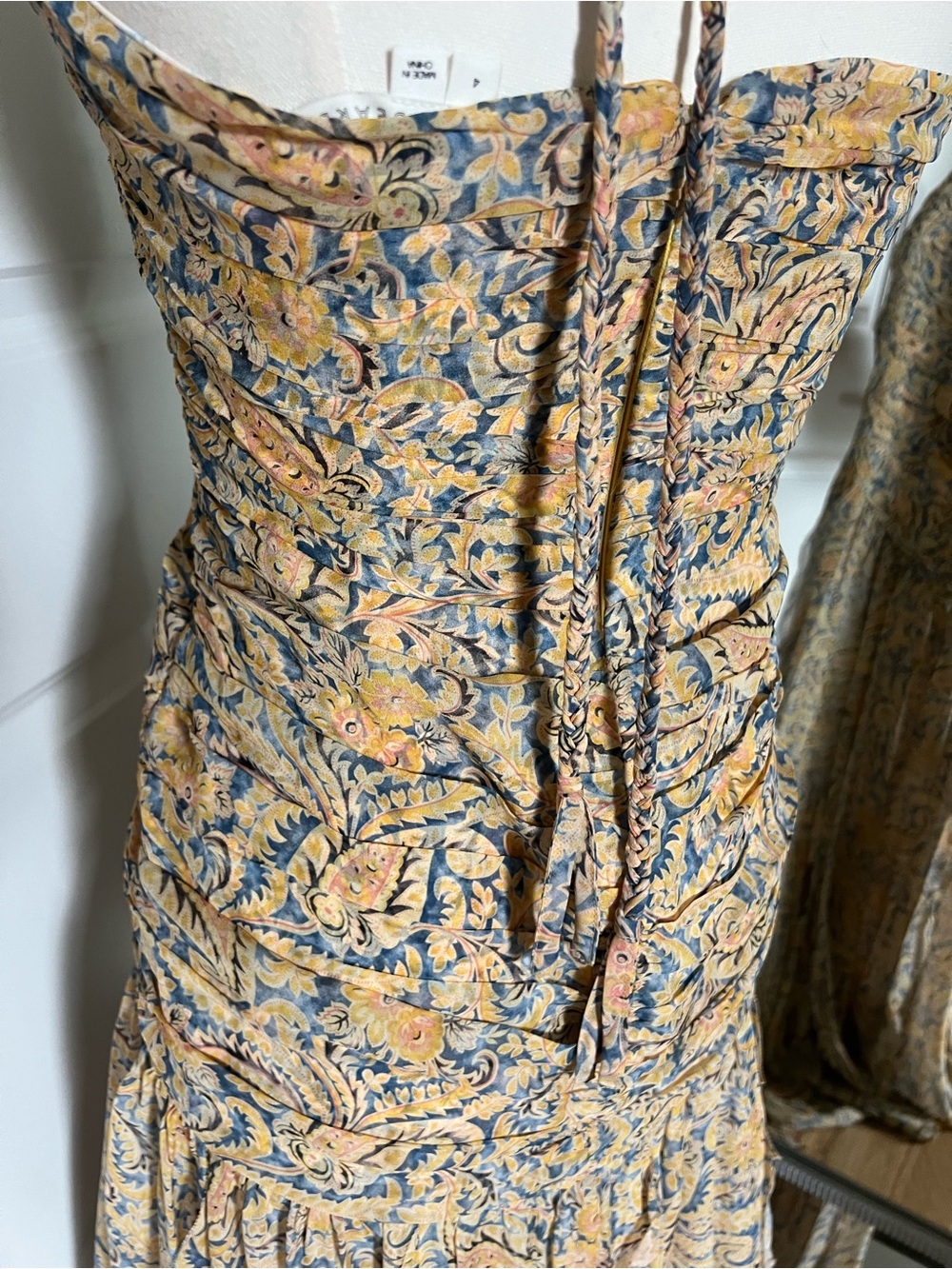 Veronica Beard Yellow Paisley Lucine Halter Silk Maxi Dress - Picture 4 of 6